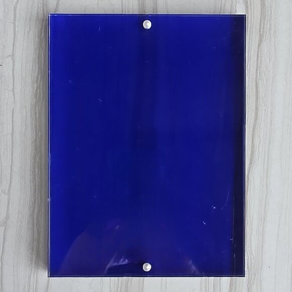 Clear & Blue Lucite Magnetic Block Photo Picture Frame 6" X 8" - Picture 1 of 10